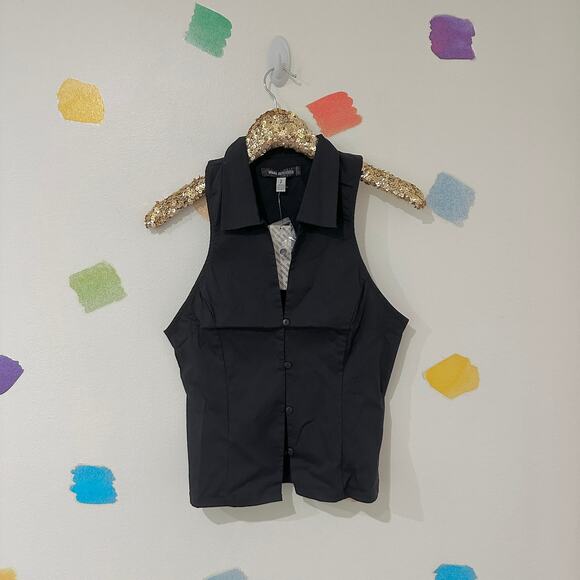 S Urban Outfitters Party Girl Cotton Blend Black Vest NWT - Picture 4 of 8